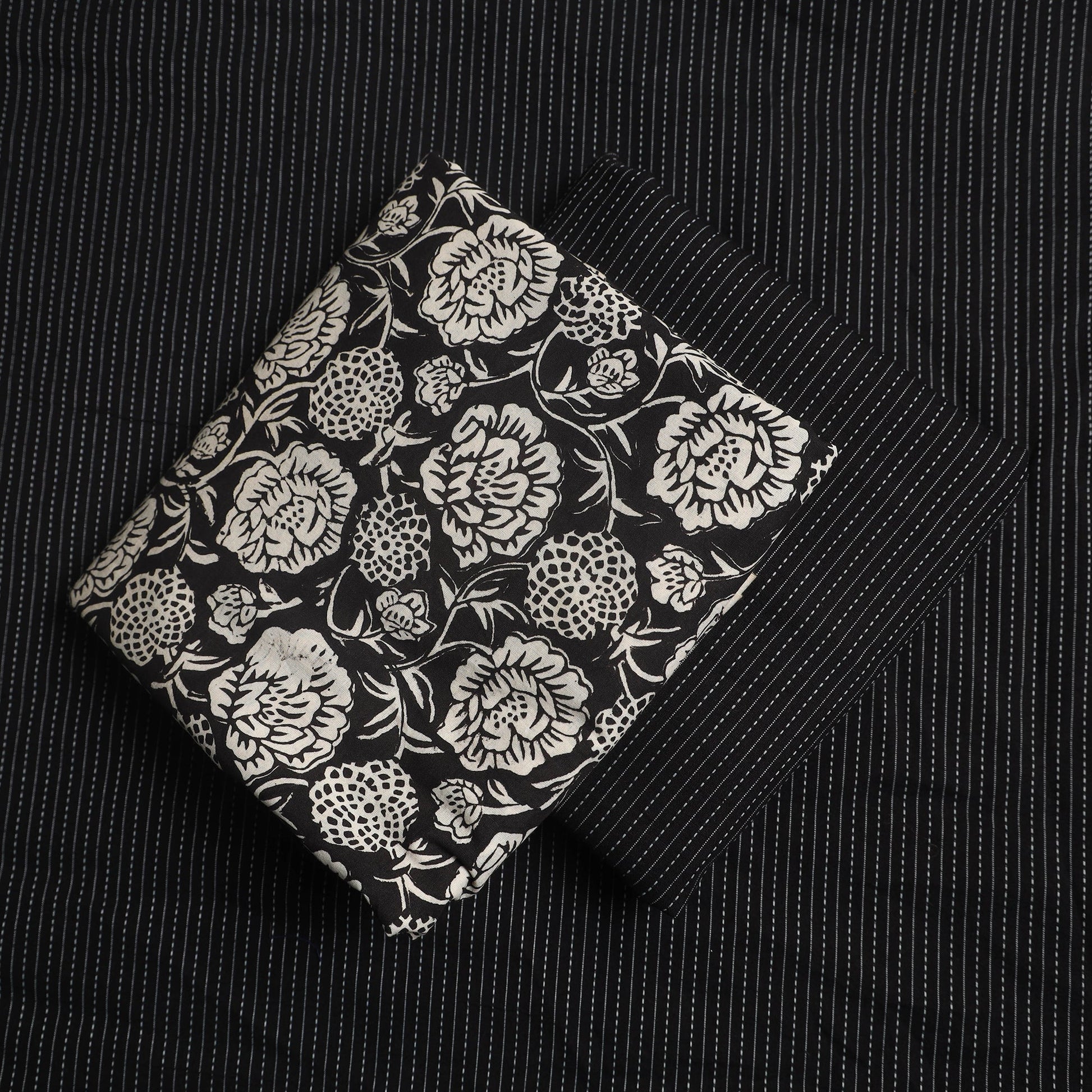 Black - 3pc Cotton Jahota Print Kurta with Plain Dupatta 16