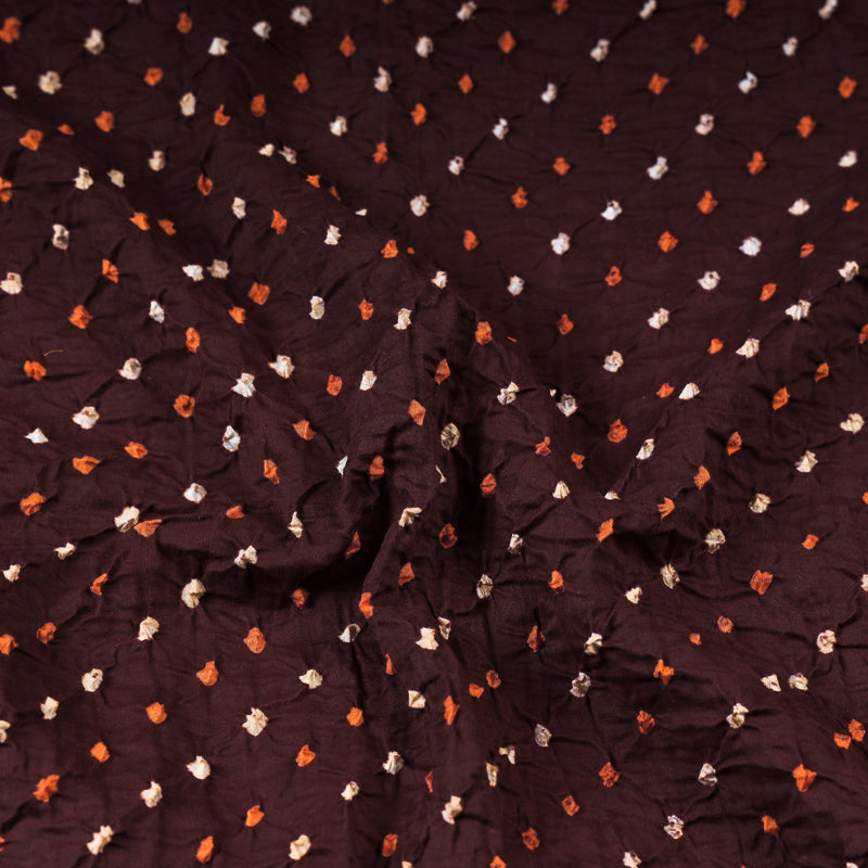 Brown - Kutch Tie & Dye Mul Cotton Bandhani Fabric 04