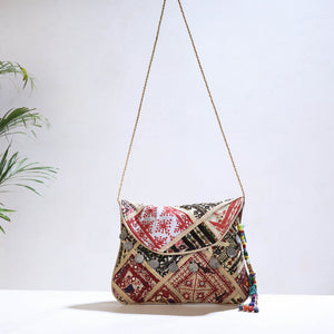 Beige - Banjara Vintage Embroidery Mirror & Coin Work Sling Bag