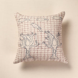 Beige - Tagai Work Cotton Cushion Cover (16 x 16 in)