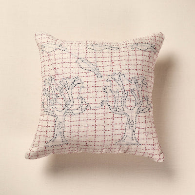 Beige - Tagai Work Cotton Cushion Cover (16 x 16 in)