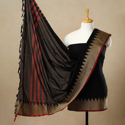 Black - 3pc Mercerised Cotton Dharwad Dress Material 03