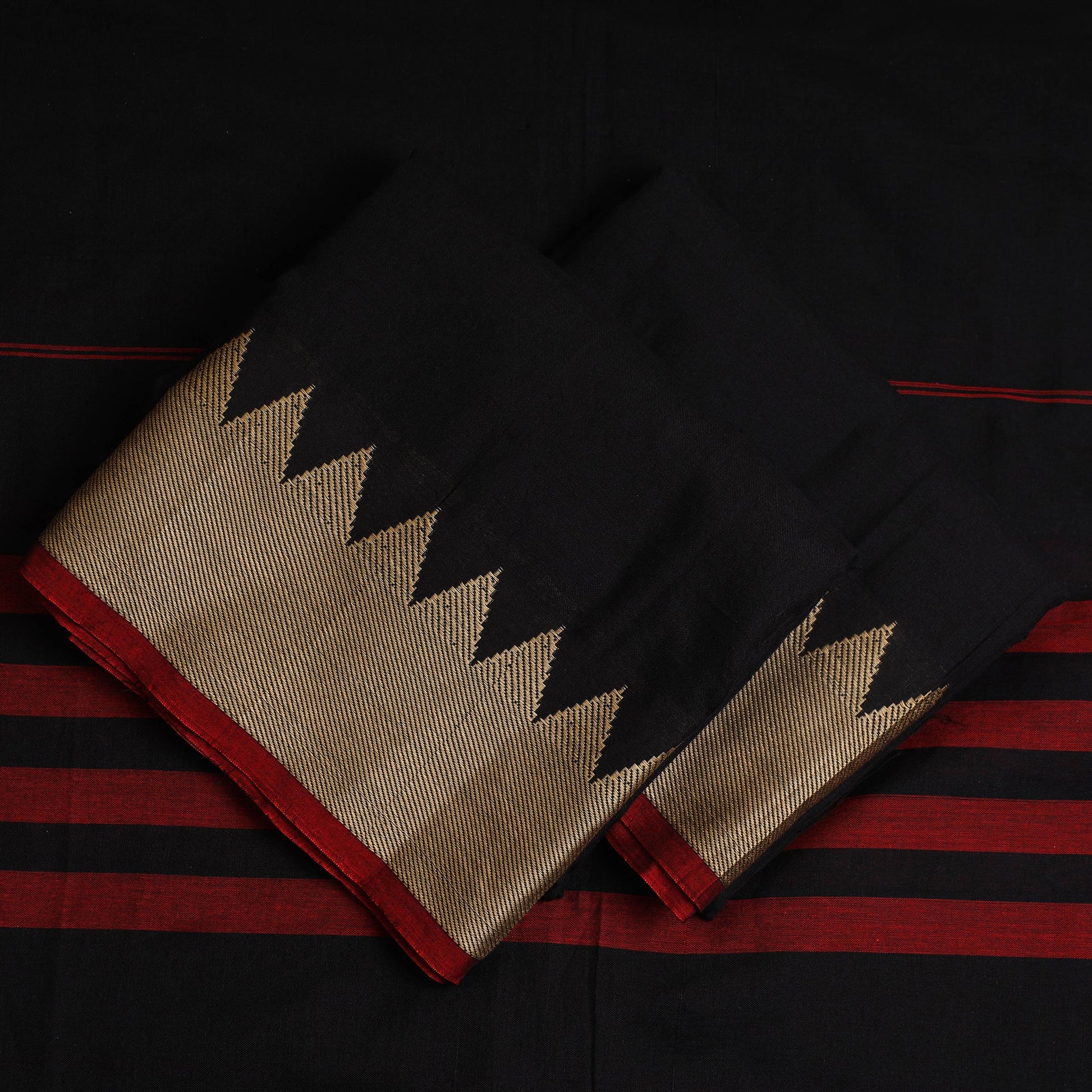 Black - 3pc Mercerised Cotton Dharwad Dress Material 03