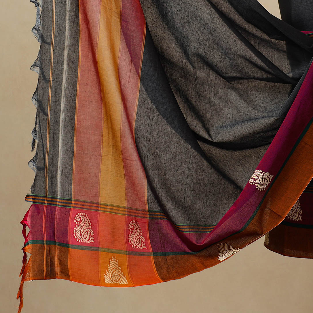 Black - 3pc Mercerised Cotton Dharwad Dress Material 09