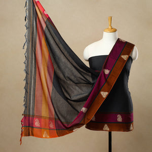 Black - 3pc Mercerised Cotton Dharwad Dress Material 09