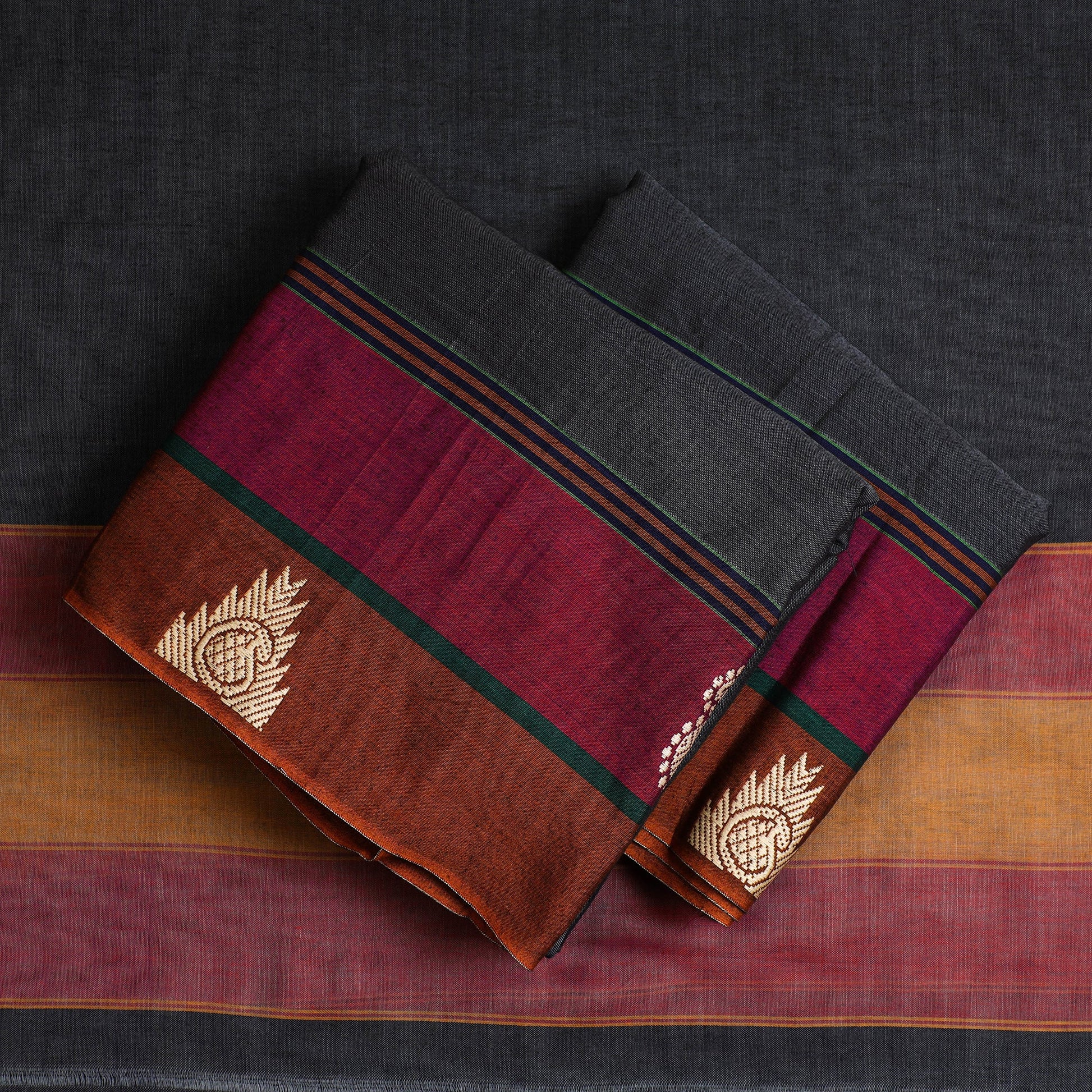 Black - 3pc Mercerised Cotton Dharwad Dress Material 09