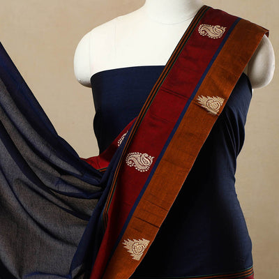 Blue - 3pc Mercerised Cotton Dharwad Dress Material 11
