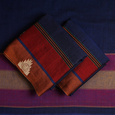 Blue - 3pc Mercerised Cotton Dharwad Dress Material 11