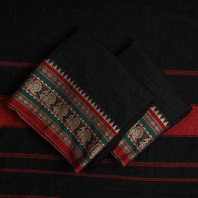 Black - 3pc Mercerised Cotton Dharwad Dress Material 15