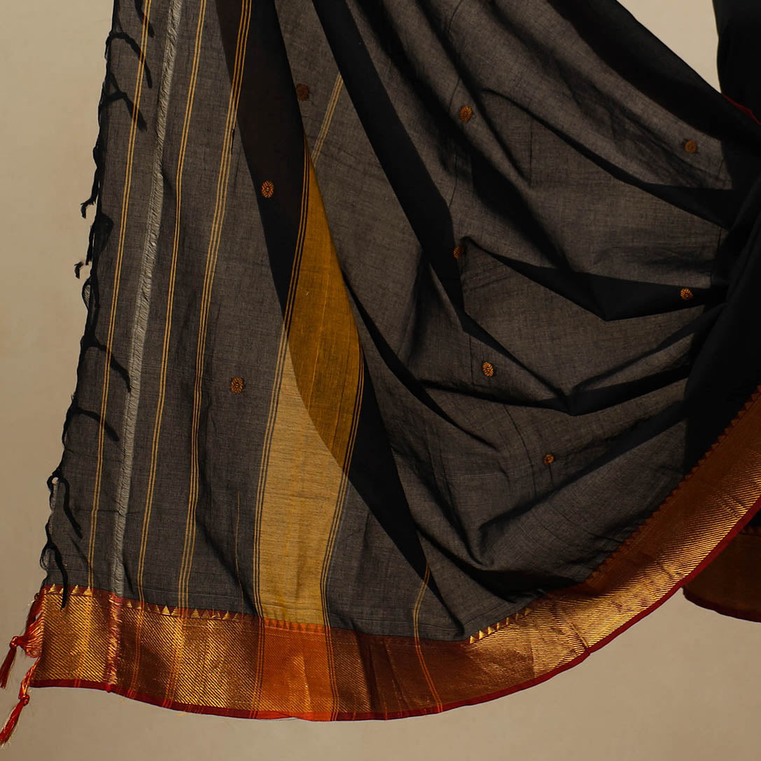 Black - 3pc Mercerised Cotton Dharwad Dress Material 19