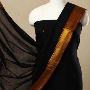 Black - 3pc Mercerised Cotton Dharwad Dress Material 19
