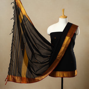 Black - 3pc Mercerised Cotton Dharwad Dress Material 19