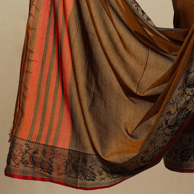 Brown - 3pc Mercerised Cotton Dharwad Dress Material 22