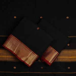 Black - 3pc Mercerised Cotton Dharwad Dress Material 19