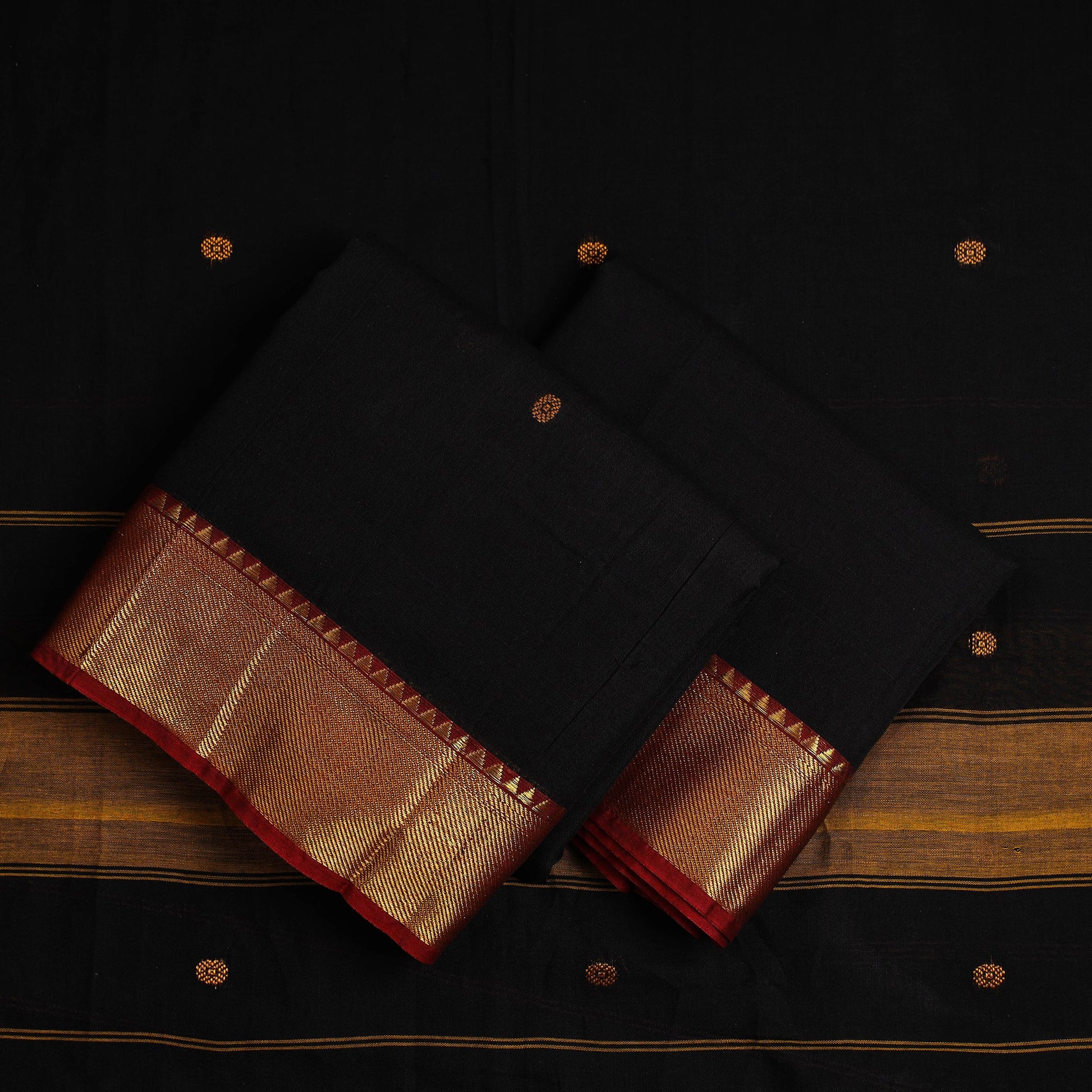 Black - 3pc Mercerised Cotton Dharwad Dress Material 19