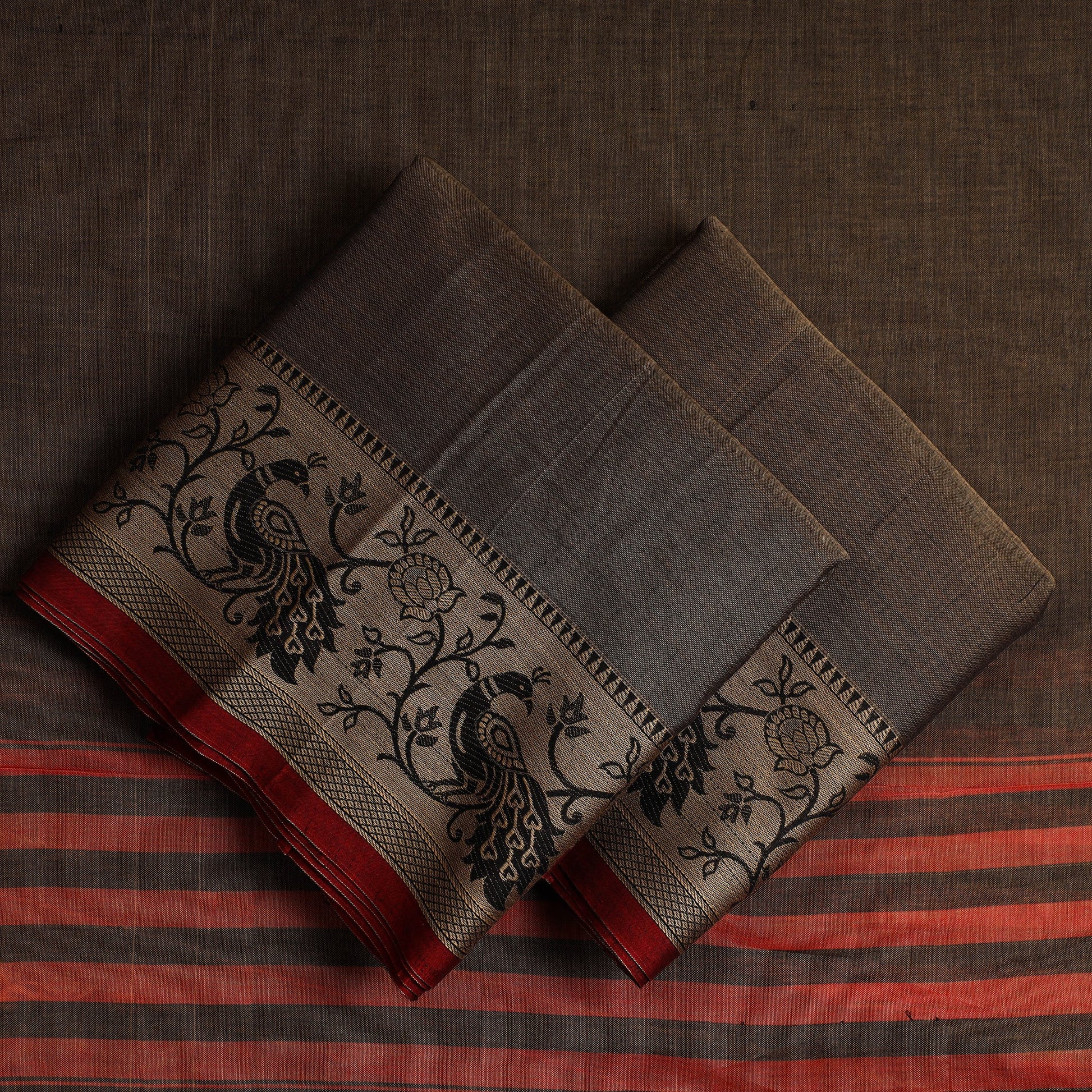 Brown - 3pc Mercerised Cotton Dharwad Dress Material 21