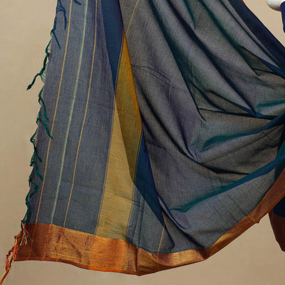 Blue - 3pc Mercerised Cotton Dharwad Dress Material 28