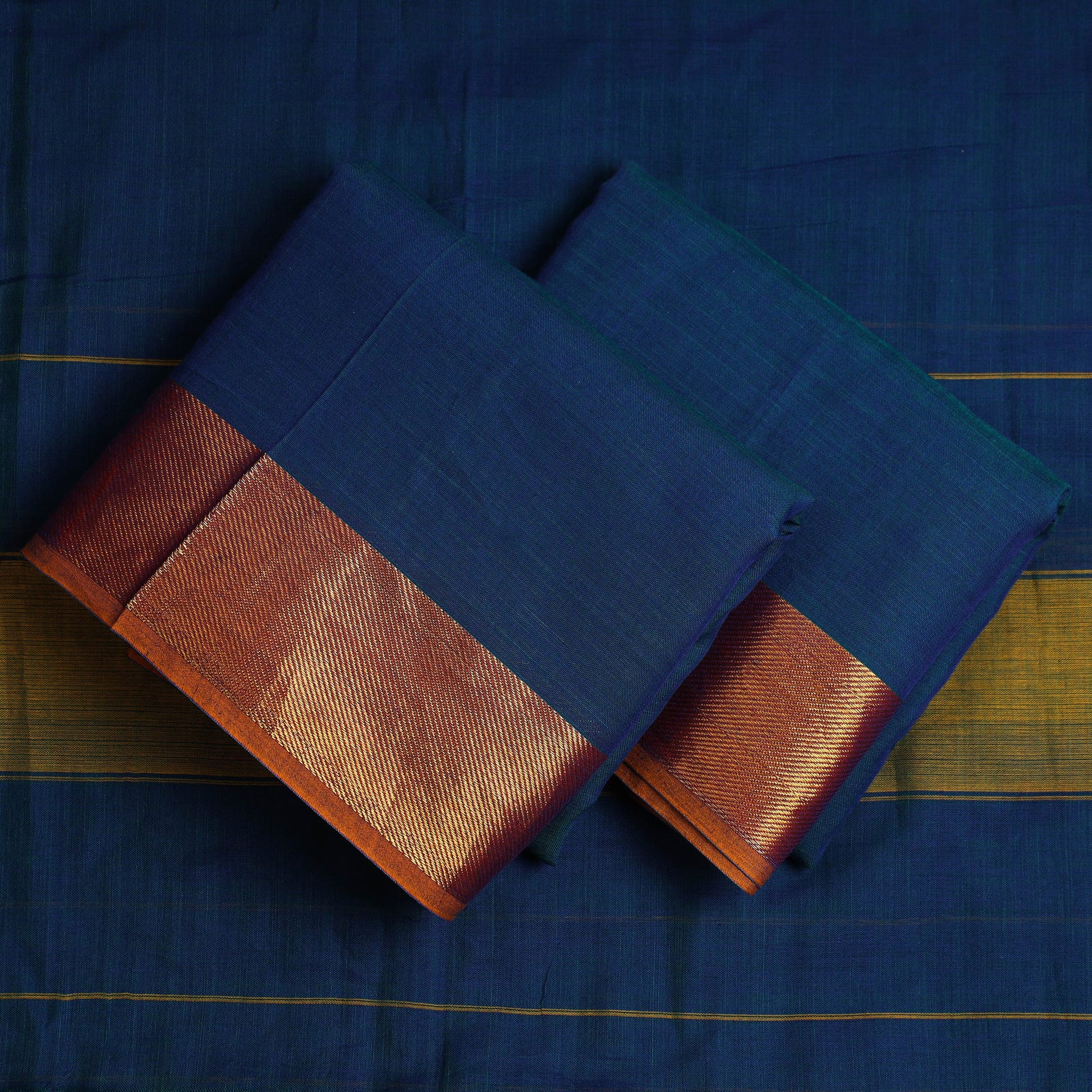 Blue - 3pc Mercerised Cotton Dharwad Dress Material 28