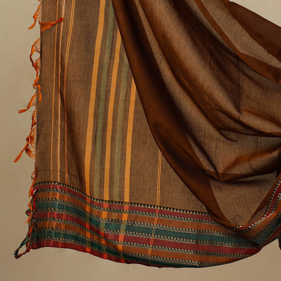 Brown - 3pc Mercerised Cotton Dharwad Dress Material 35