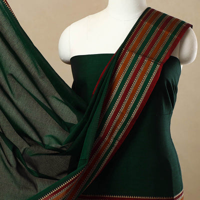 Brown - 3pc Mercerised Cotton Dharwad Dress Material 33