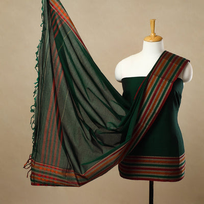 Brown - 3pc Mercerised Cotton Dharwad Dress Material 33