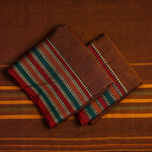 Brown - 3pc Mercerised Cotton Dharwad Dress Material 35