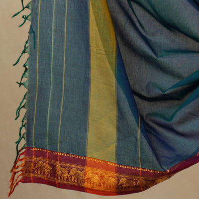Blue - 3pc Mercerised Cotton Dharwad Dress Material 41