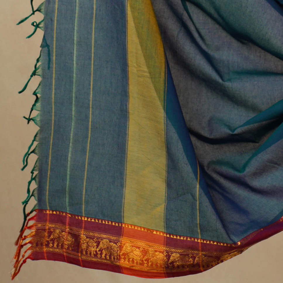 Blue - 3pc Mercerised Cotton Dharwad Dress Material 41