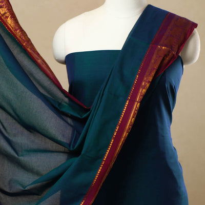 Blue - 3pc Mercerised Cotton Dharwad Dress Material 41