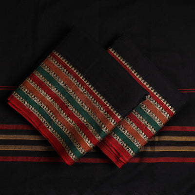 Black - 3pc Mercerised Cotton Dharwad Dress Material 38