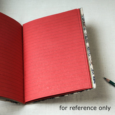 Brown - Art Block Print Fabric Cover Handmade Paper Notebook (9 x 7 in)
