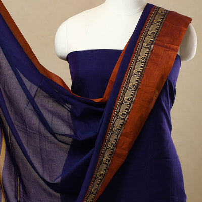 Blue - 3pc Mercerised Cotton Dharwad Dress Material 45