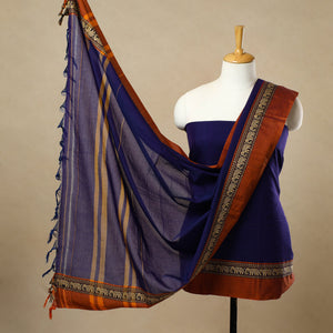 Blue - 3pc Mercerised Cotton Dharwad Dress Material 45