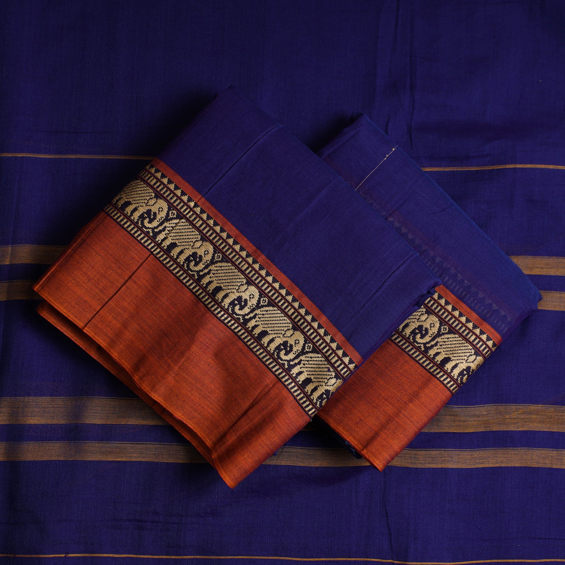 Blue - 3pc Mercerised Cotton Dharwad Dress Material 45