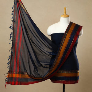 Blue - 3pc Mercerised Cotton Dharwad Dress Material 49