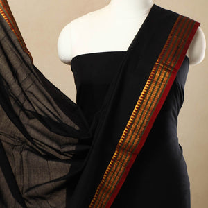 Black - 3pc Mercerised Cotton Dharwad Dress Material 55