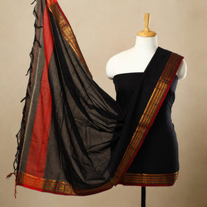 Black - 3pc Mercerised Cotton Dharwad Dress Material 55