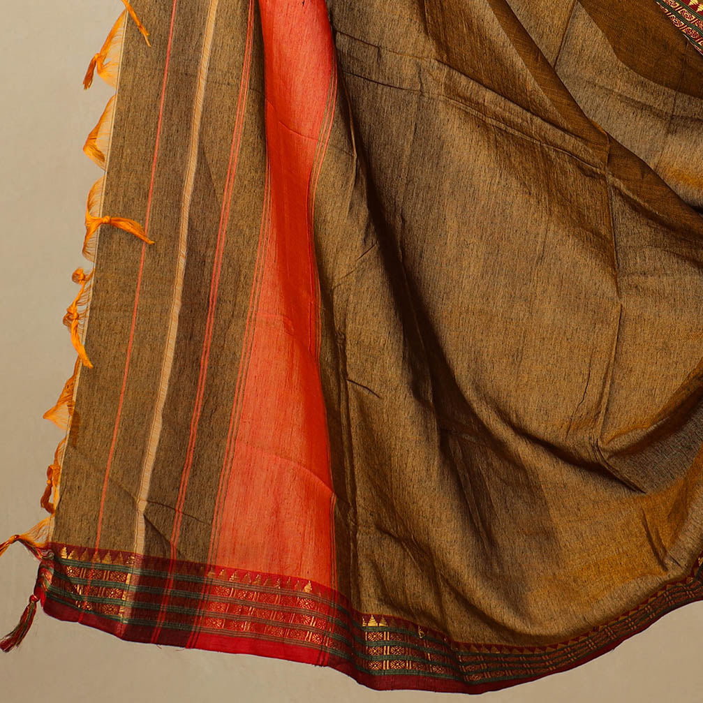 Brown - 3pc Mercerised Cotton Dharwad Dress Material 56