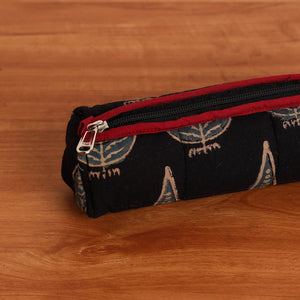 Black - Handmade Quilted Cotton Pencil Pouch 10
