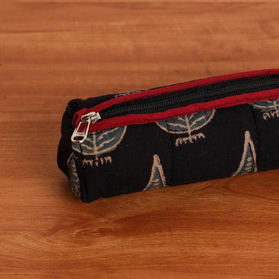 Black - Handmade Quilted Cotton Pencil Pouch 10