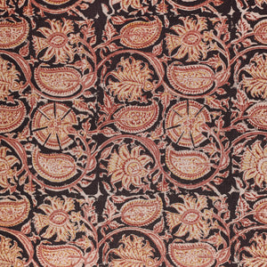 Black - Original Hand Block Printed Cotton Pedana Kalamkari Fabric