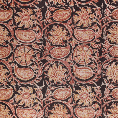 Black - Original Hand Block Printed Cotton Pedana Kalamkari Fabric