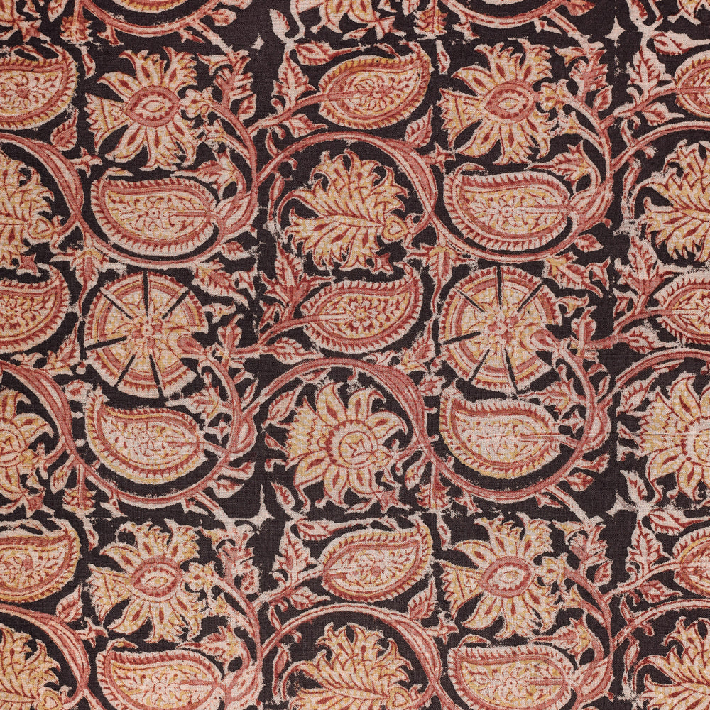 Black - Original Hand Block Printed Cotton Pedana Kalamkari Fabric