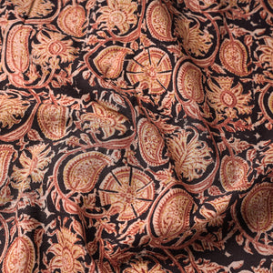 Black - Original Hand Block Printed Cotton Pedana Kalamkari Fabric