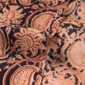 Black - Original Hand Block Printed Cotton Pedana Kalamkari Fabric