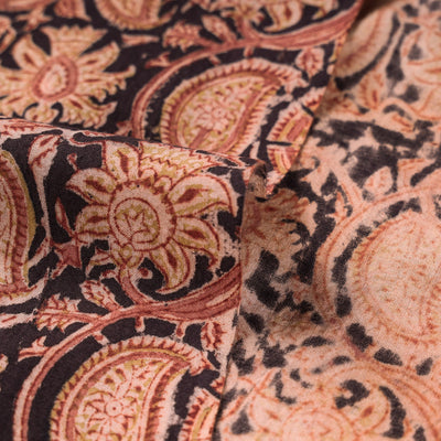 Black - Original Hand Block Printed Cotton Pedana Kalamkari Fabric