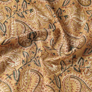 Beige - Pedana Kalamkari Hand Block Printed Cotton Fabric