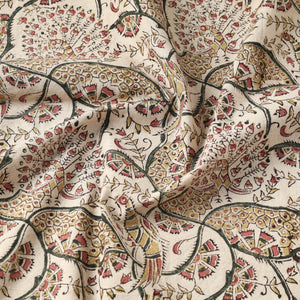 Brown - Pedana Kalamkari Hand Block Printed Cotton Fabric
