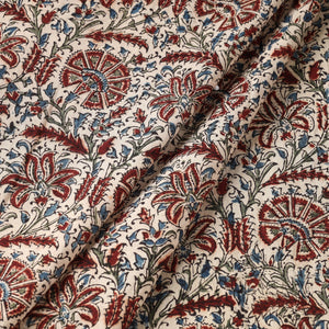 Brown - Pedana Kalamkari Hand Block Printed Cotton Fabric