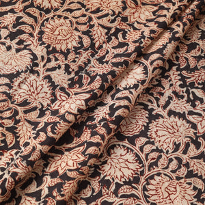 Black - Pedana Kalamkari Hand Block Printed Cotton Fabric